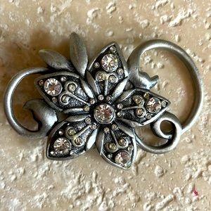 Silver with rhinestones broach/ pin